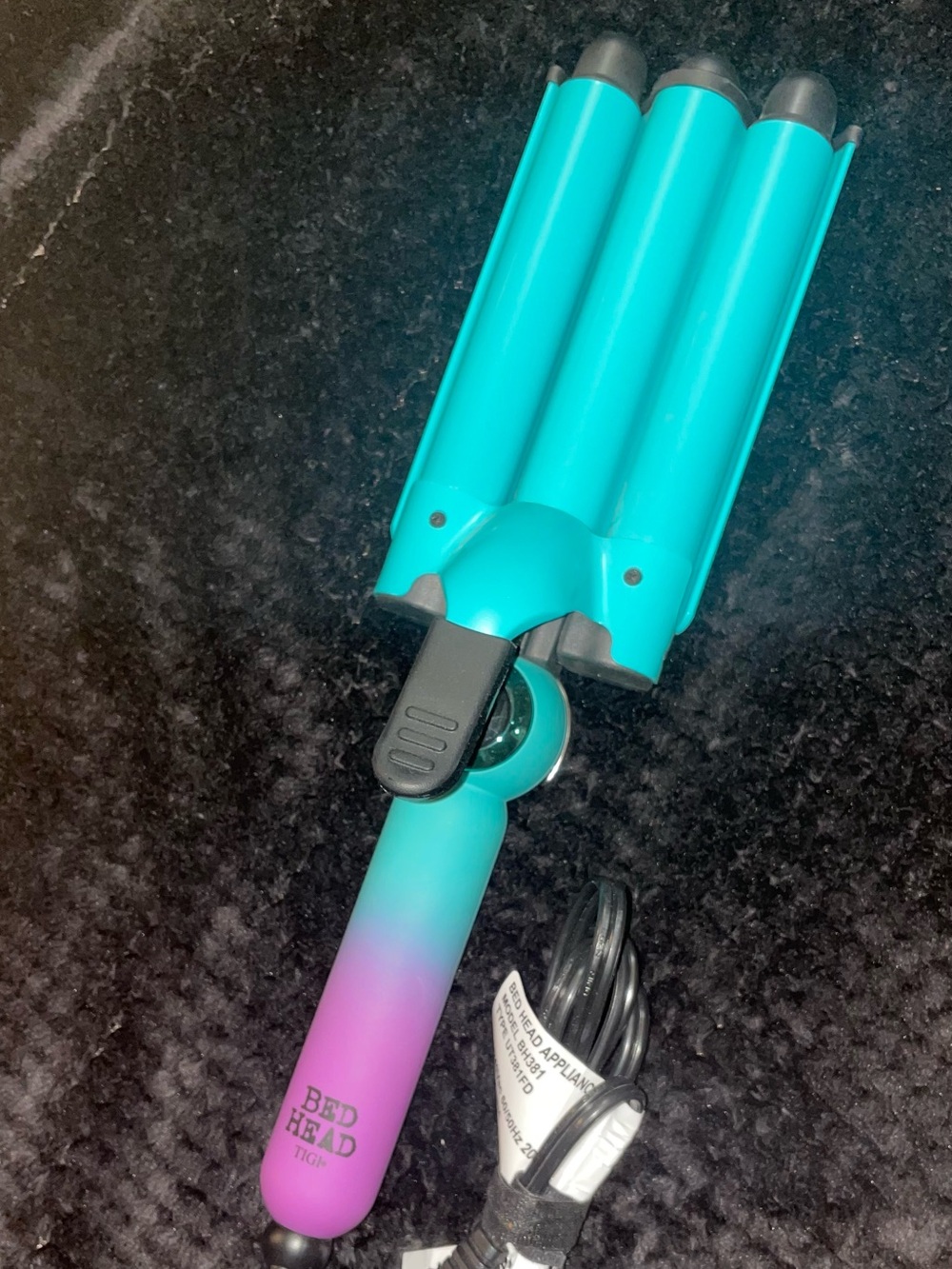 Bed Head Triple Barrel Waver in Teal and Purple Ombre